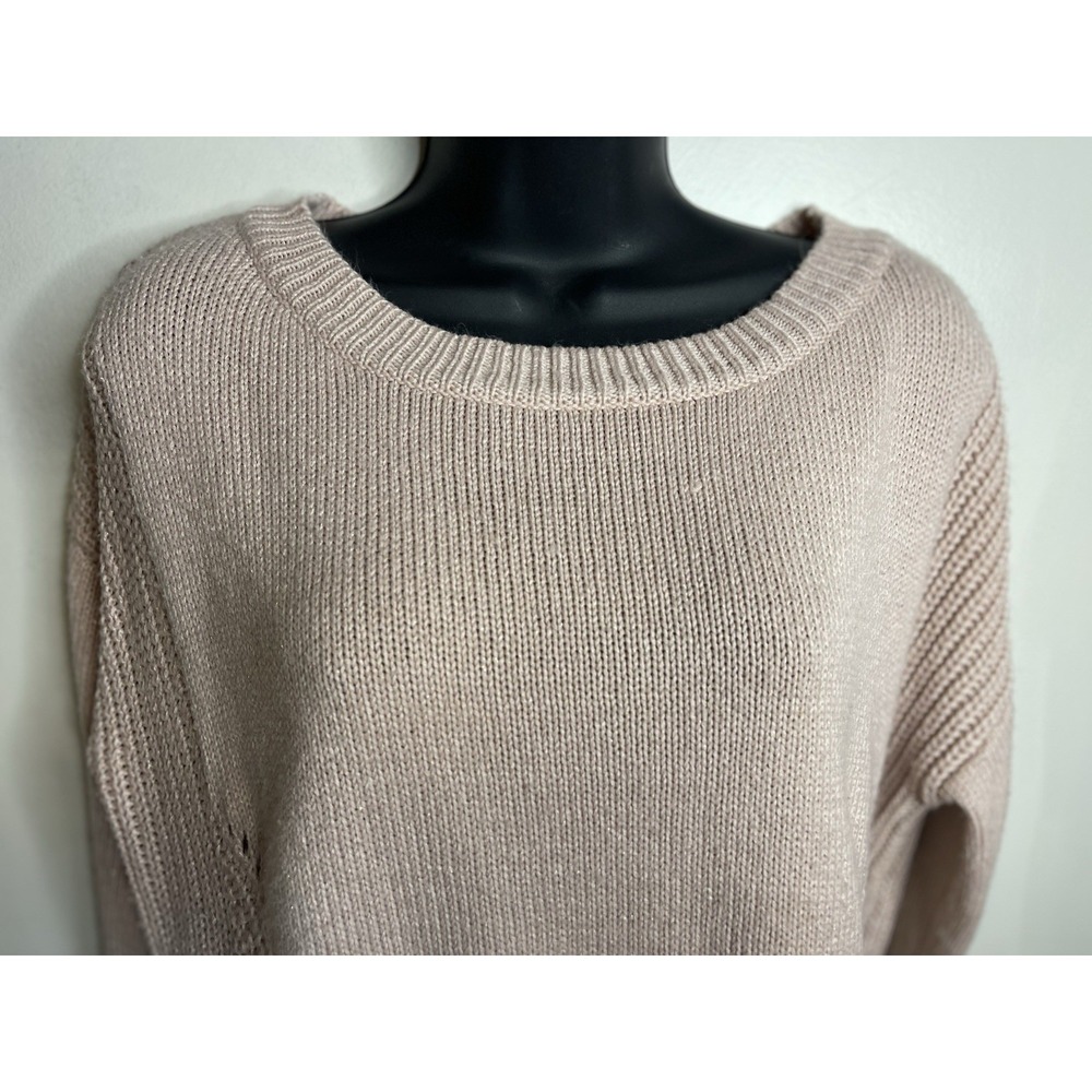 Aeropostale Women's Pink Metallic Pullover Knit Sweater Boat Neck Women's Size M